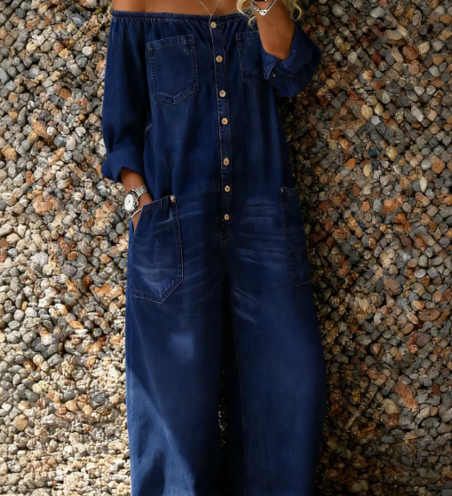 Noa | Denim Jumpsuit met Off-Shoulder Halslijn
