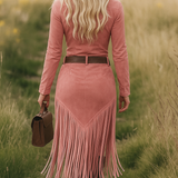 Valencia | Suède jurk met franjes