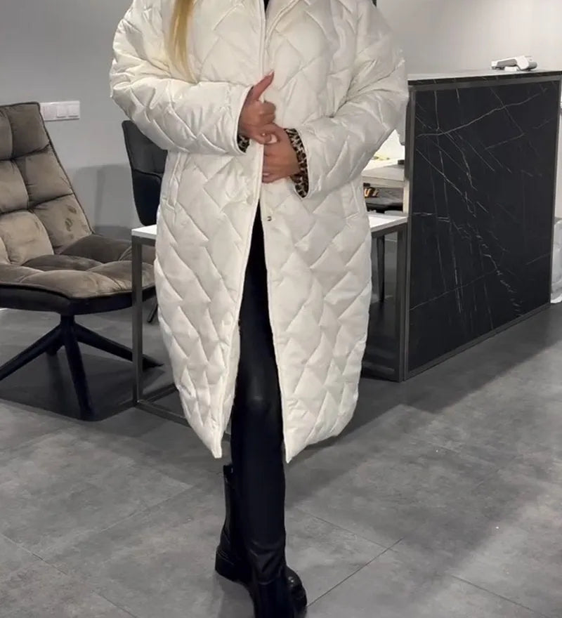 Dana | Dubbelzijdige gewatteerde jas met luipaardvoering