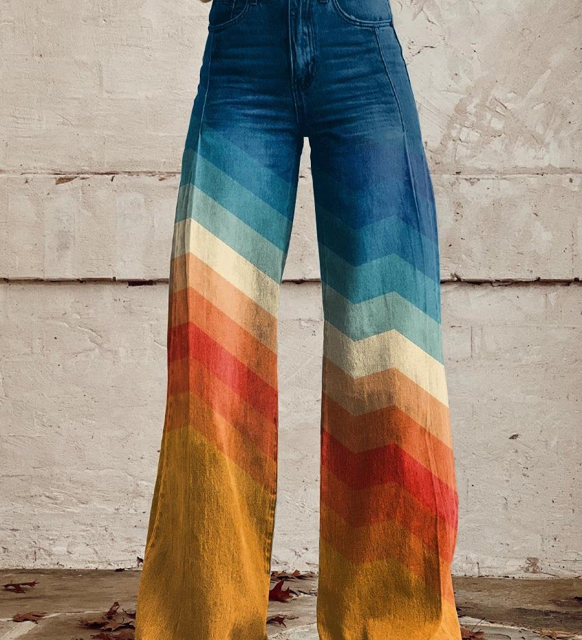 Léa - Elegante Retro Zigzag Broeken