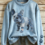 Frenchie Denim Sweater - Stoer, Zacht & Tijdloos