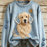 Chica - Dames sweatshirt met lange mouwen in retro patchwork dierenprint casual comfort