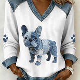 Frenchie V-Neck Sweater - Vrouwelijk, Zacht & Casual Chic