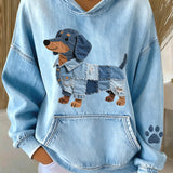 Azucena - Denim hoodie met patch voor honden Jamnik