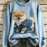 Perla - Dames lange mouw retro Patchwork Dierafdruk Casual Comfort Sweatshirt